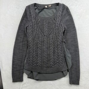 Anthropologie Moth Ella Cable Knit Layered Side Slit Sweater Size Small EUC